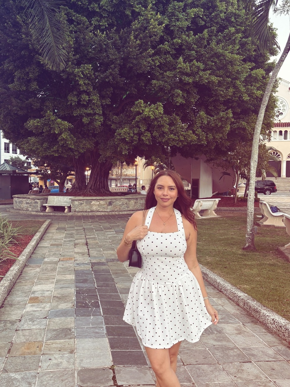 White Polka Dot Halter Summer Dress - Classic Women’s Dress